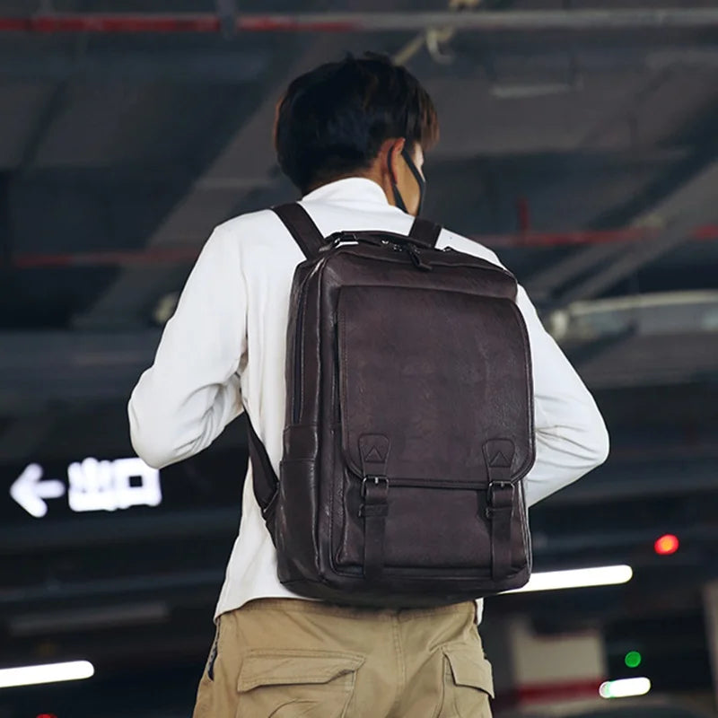 Mochila Couro PU Masculina, Mochila de Couro PU, Mochila Masculina, Mochila Para  Viagem - Magazinecelia