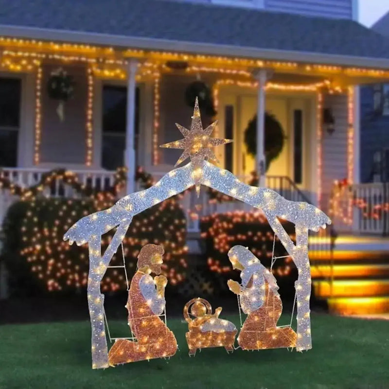 Decoração de Jardim com Luz Led, Manjedoura de Natal, Presepio de Jardim, Presépio de Natal Para Jardim, Presepio de Jardim Iluminado, Presepio de Led Para Jardim, Manjedoura de Natal, Presépios de Natal, Presépio de Natal Completo, Presepio de Natal em Resina, Presépio de Resina, Presépio de Madeira, Presepio  - Magazinecelia