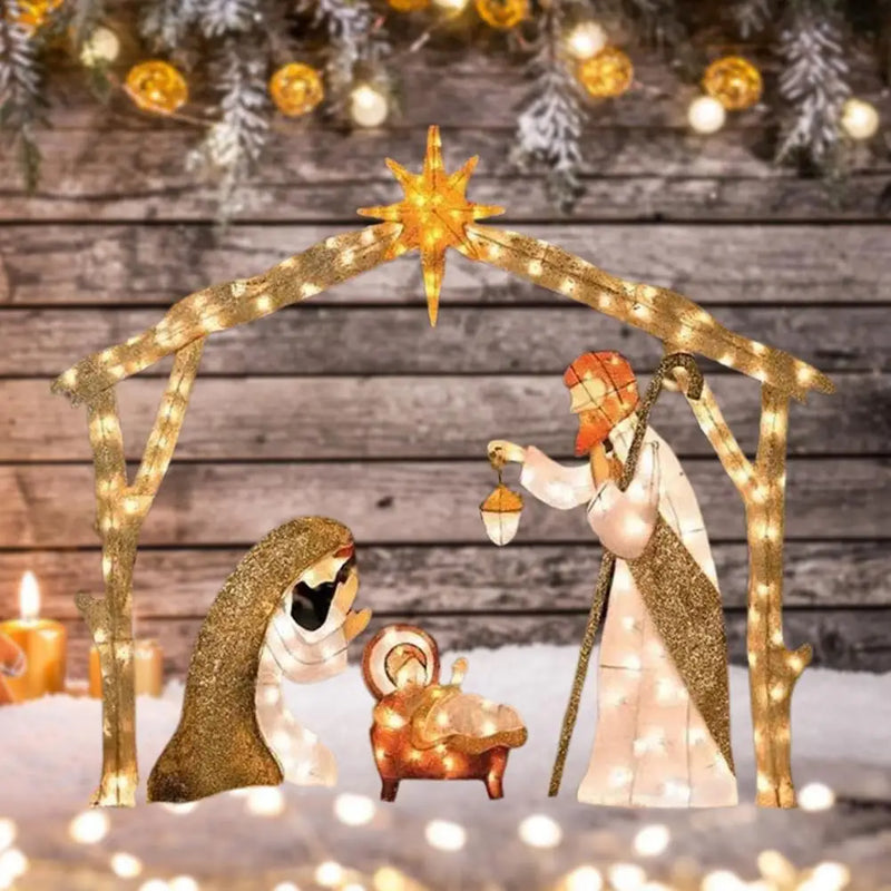 Decoração de Jardim com Luz Led, Manjedoura de Natal, Presepio de Jardim, Presépio de Natal Para Jardim, Presepio de Jardim Iluminado, Presepio de Led Para Jardim, Manjedoura de Natal, Presépios de Natal, Presépio de Natal Completo, Presepio de Natal em Resina, Presépio de Resina, Presépio de Madeira, Presepio  - Magazinecelia