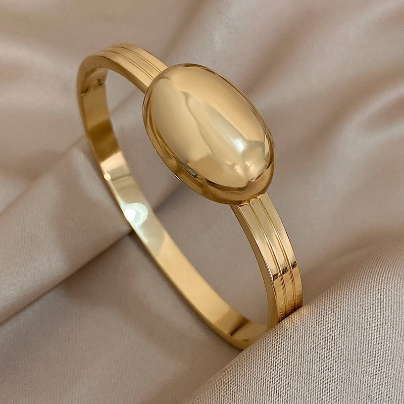 Pulseira Aço Inoxidável Balhado a 18k, Pulseira Feminina, Pulseira de Ouro, Pulseira de Prata, Bracelete Árvore da Vida, Pulseira Lisa, Bracelete  Luxuoso, Pulseira Feminina - Magazinecelia